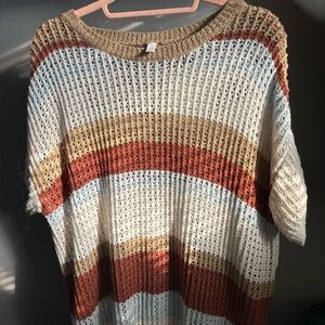 WISHLIST Multicolor Stripe Open-Knit Sweater Size Medium
